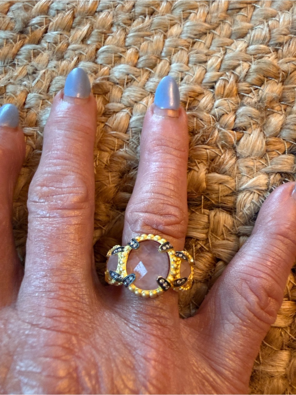 Rose Quartz Cabochon Cocktail Ring - Freida Rothman